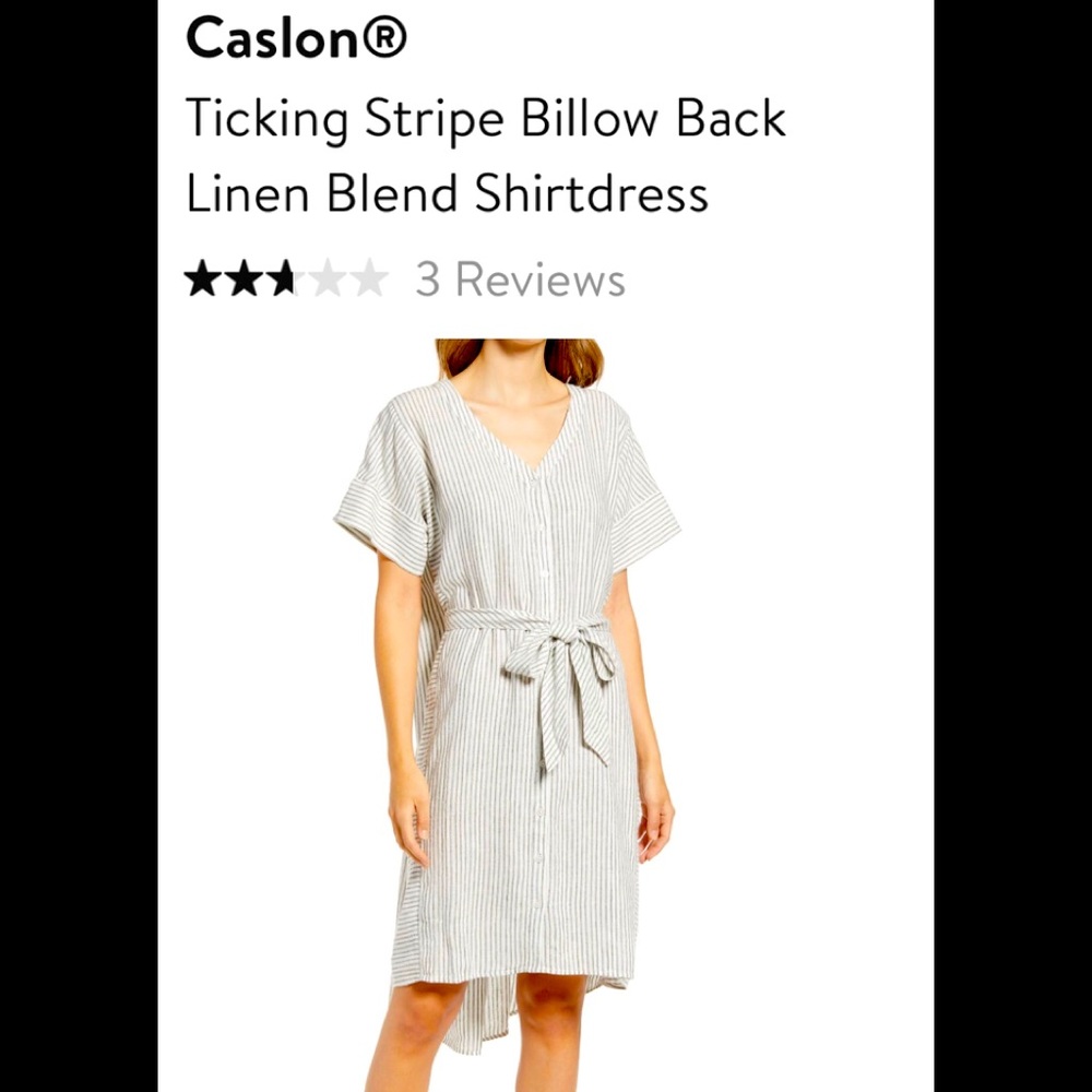 Nordstrom Caslon Ticking Stripe Linen Shirtdress